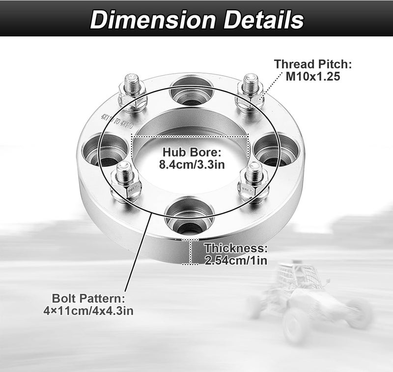 ROMELACK 1" Wheel Spacer Adapters 4x110mm Billet Aluminum Compatible with Honda Rincon Rancher Foreman FourTrax 300 400 350 650 Fit Kawasaki Brute Force Fit Suzuki Fit Yamaha Fit Bombardier 1988-2025 - Image 2
